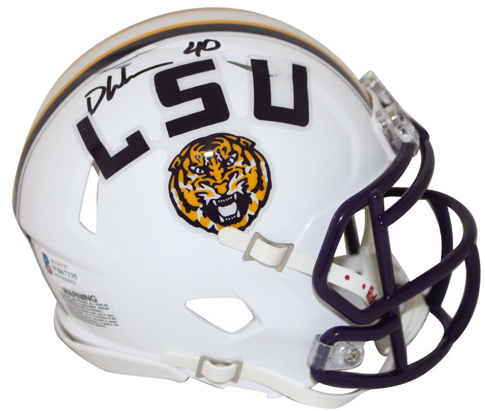 Devin White Autographed/Signed LSU Tigers White Speed Mini Helmet BAS