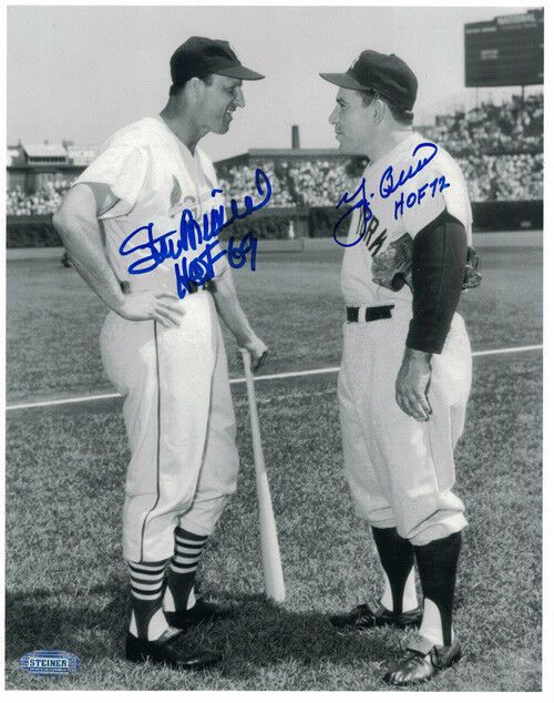 Yogi Berra &amp; Stan Musial Autographed NY Yankees Cardinals 8x10 Photo Steiner