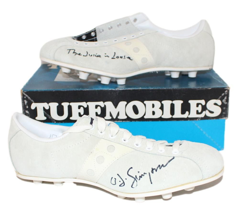 O.J. Simpson Signed Buffalo Bills Cream Tuffmobile Cleats Juice Is Loose JSA