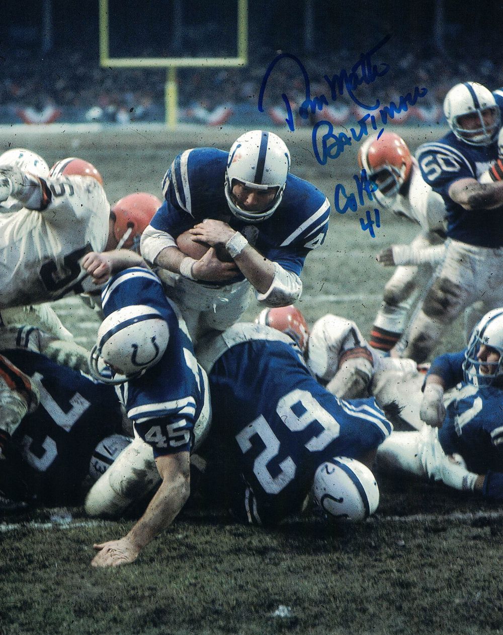 Tom Matte Autographed/Signed Baltimore Colts 8x10 Photo