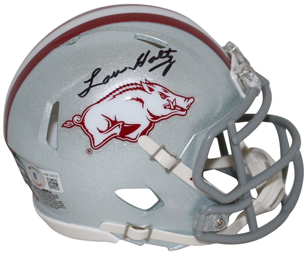 Lou Holtz Autographed/Signed Arkansas Razorbacks 2017 Mini Helmet BAS