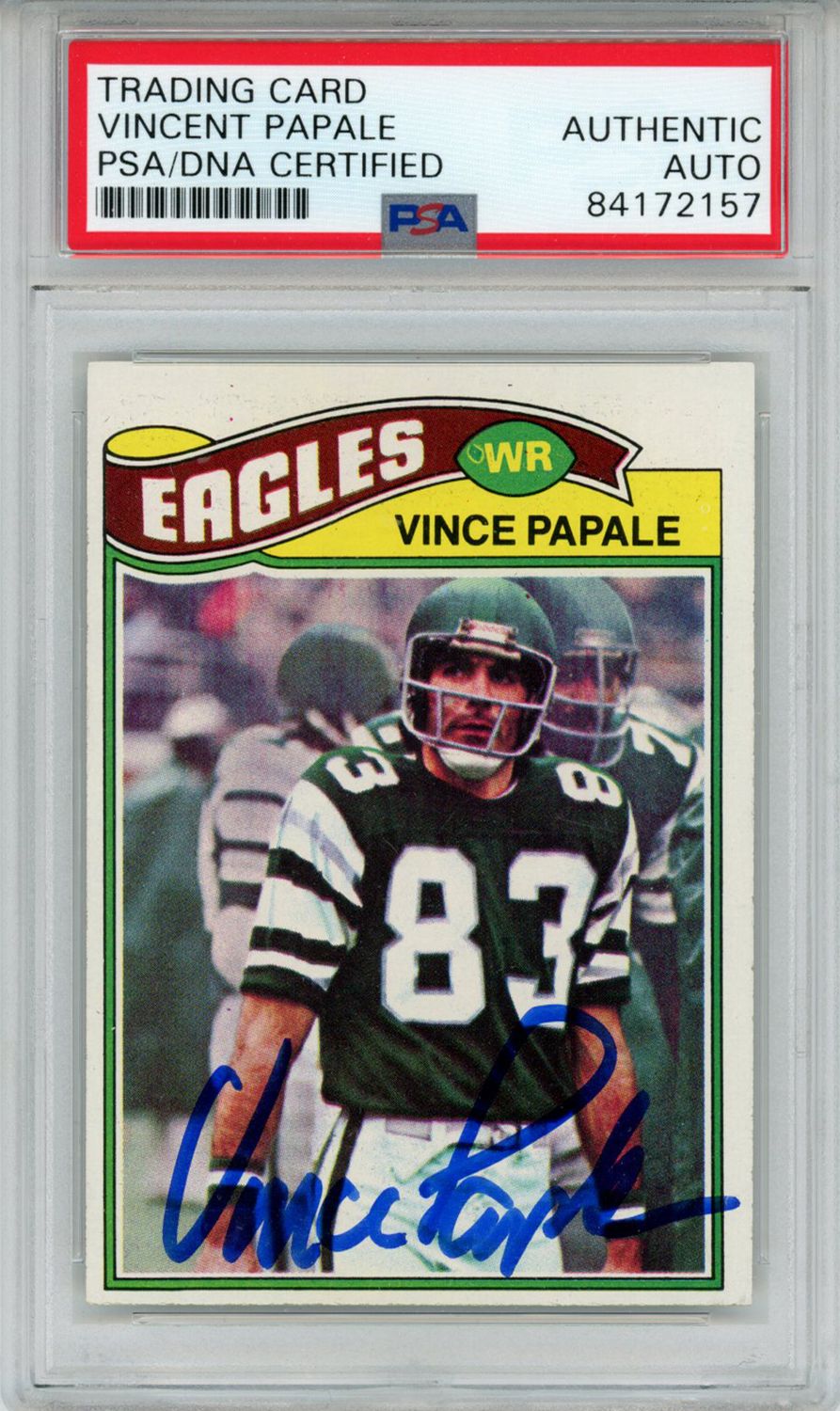Vince Papale Autographed/Signed 1977 Topps #397 Trading Card PSA Slab