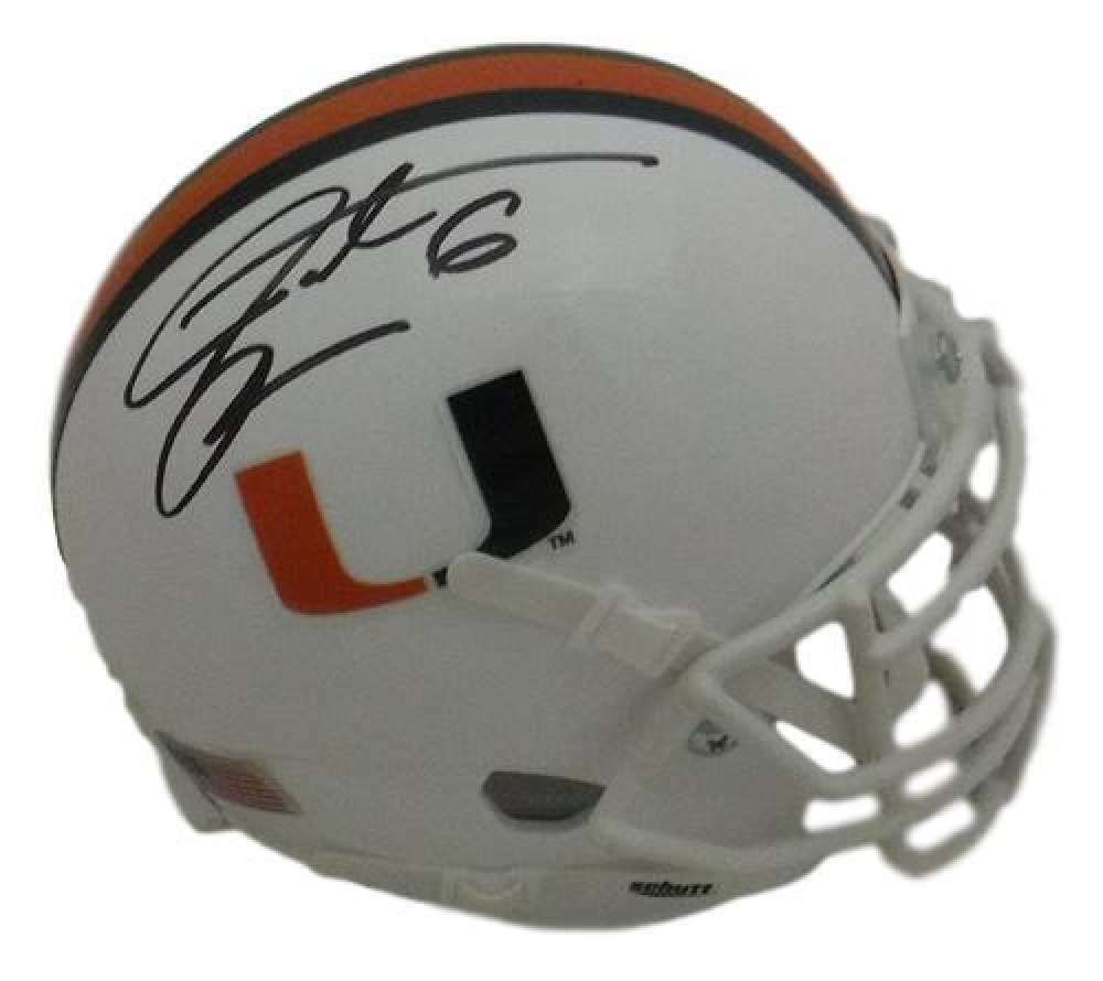 Santana Moss Autographed Miami Hurricanes Schutt Mini Helmet JSA