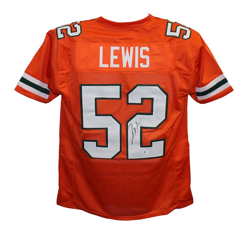 Ray Lewis Autographed/Signed College Style Orange XL Jersey BAS