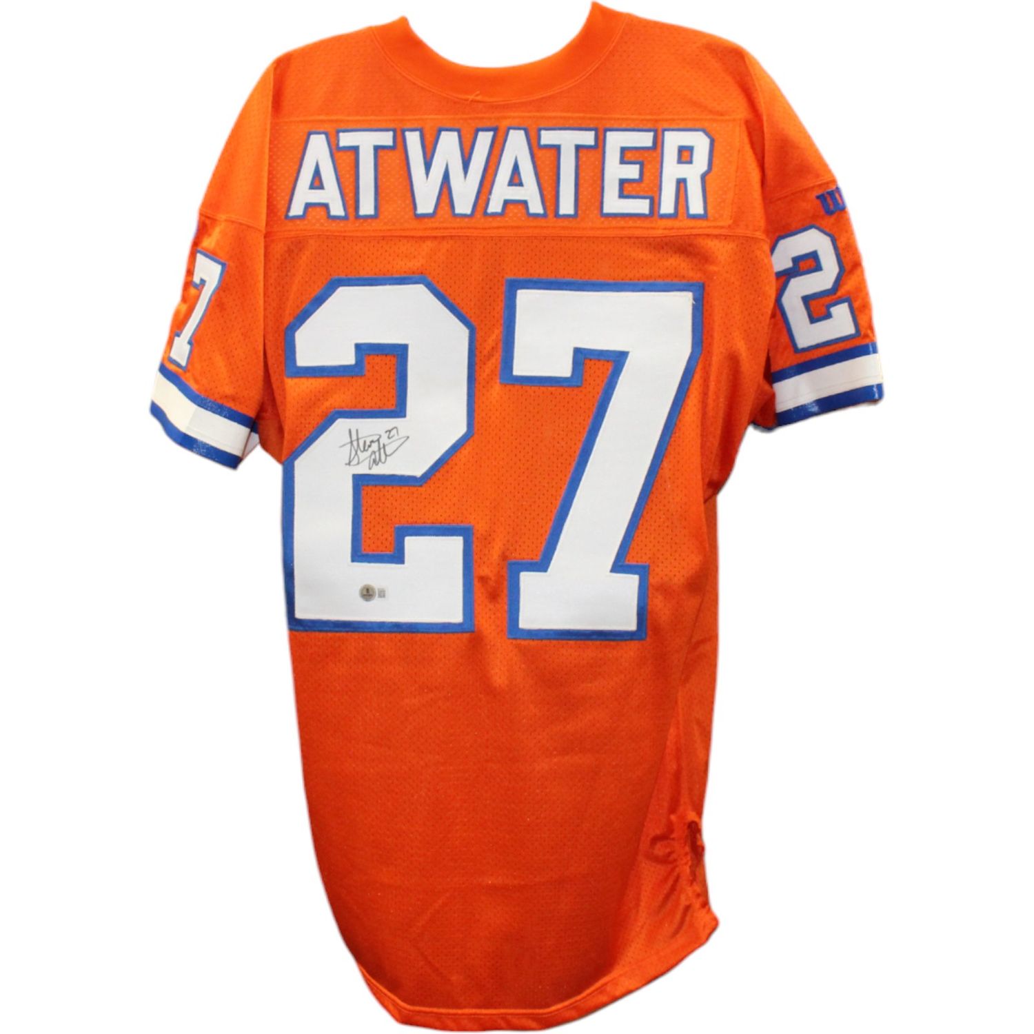 Steve Atwater Signed Denver Broncos Wilson 50 Orange Jersey BAS 45051