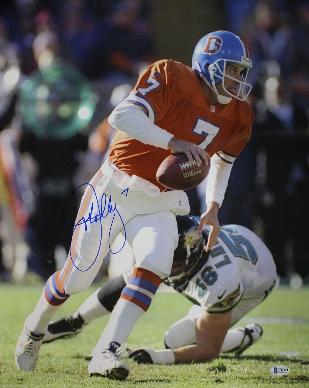 John Elway Autographed/Signed Denver Broncos 16x20 Photo BAS