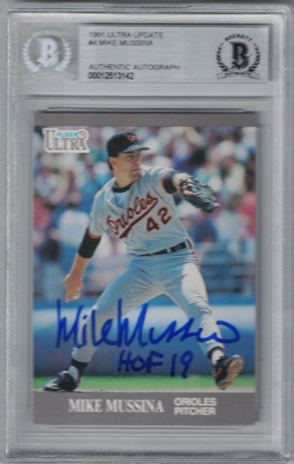 Mike Mussina Signed Baltimore Orioles 1991 Fleer Ultra Trading Card BAS