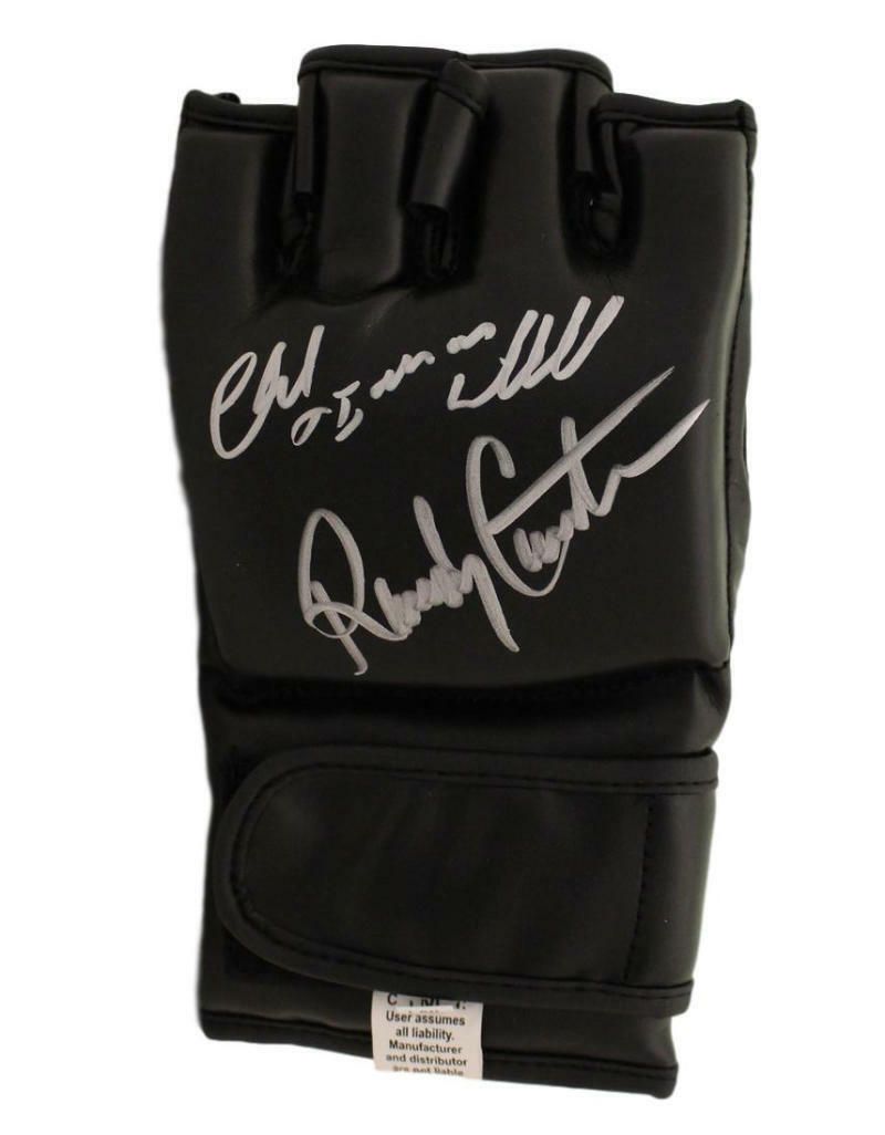 Randy Couture &amp; Chuck Liddell Autographed UFC Black Left Handed Glove BAS