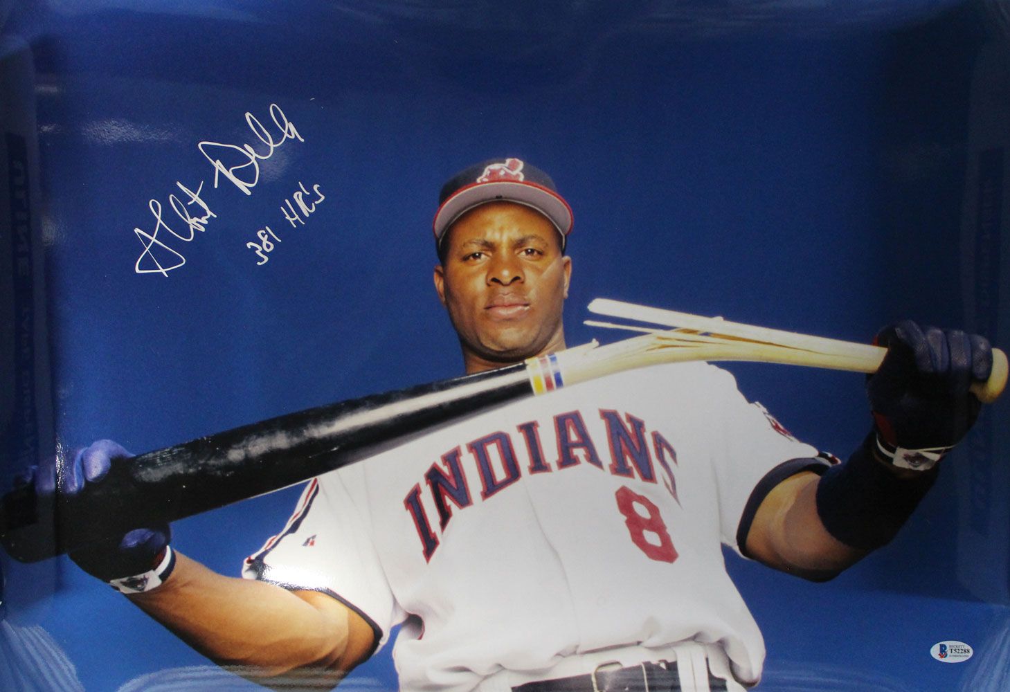 Albert Belle Autographed Cleveland Indians 16x24 Photo 381 HRs BAS