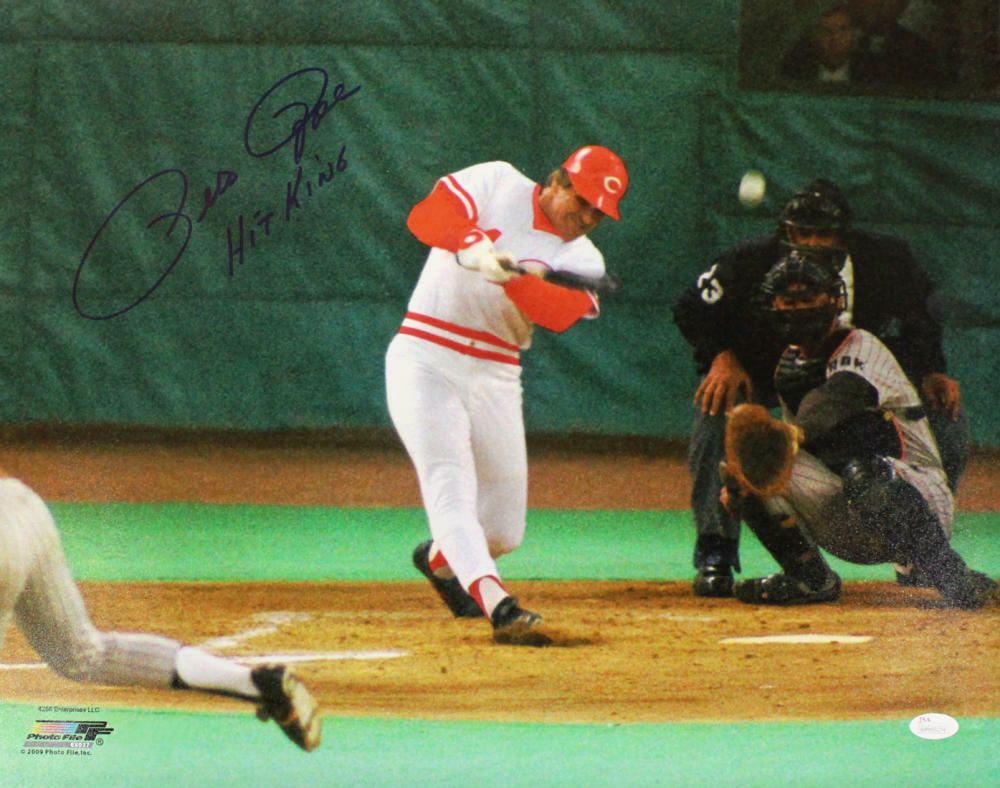 Pete Rose Autographed Cincinnati Reds 16x20 Photo Hit King JSA