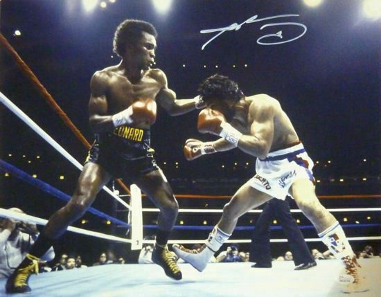 Sugar Ray Leonard Autographed 16x20 Photo vs/Duran JSA