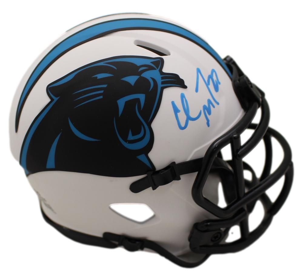 Christian McCaffrey Autographed Carolina Panthers Lunar Mini Helmet BAS