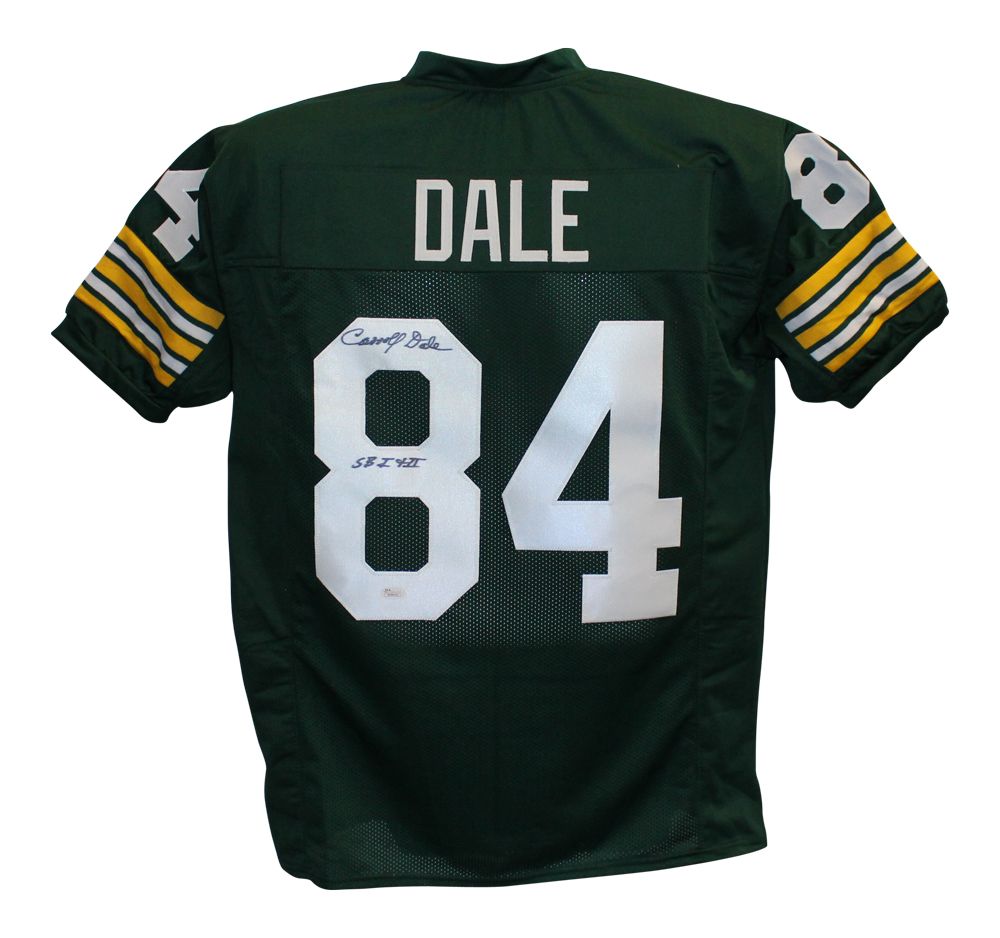 Carroll Dale Autographed/Signed Pro Style Green XL Jersey SB I &amp; II JSA