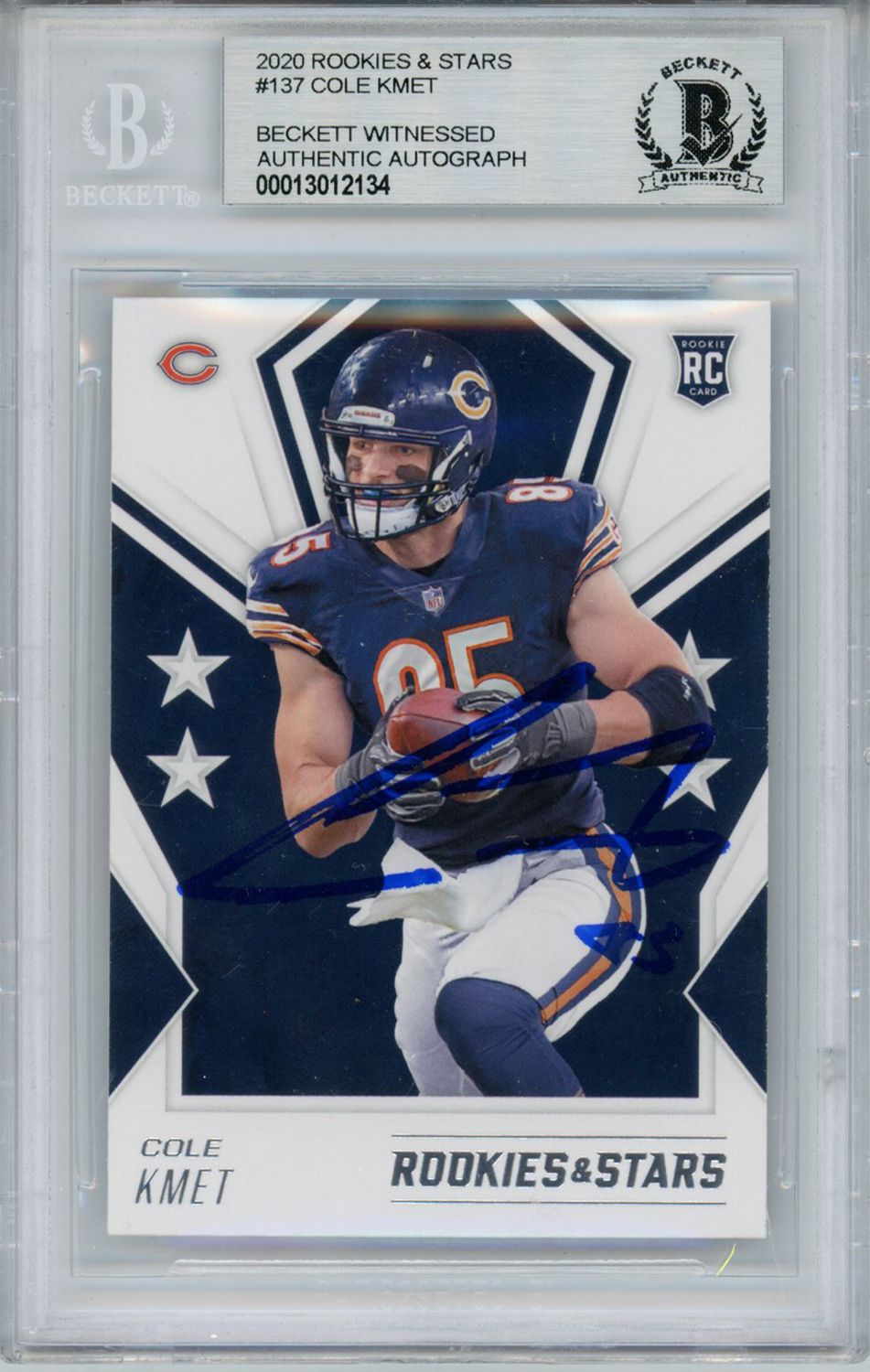 Cole Kmet Autographed 2020 Rookies &amp; Stars #137 Rookie Card BAS Slab