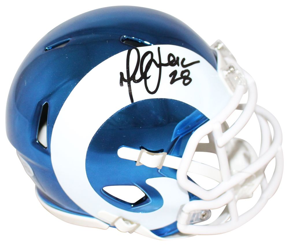 Marshall Faulk Autographed Los Angeles Rams Chrome Mini Helmet BAS