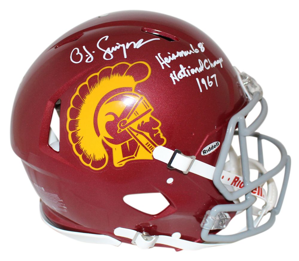 O.J. Simpson Autographed USC Trojans Authentic Speed Helmet 2 Insc JSA