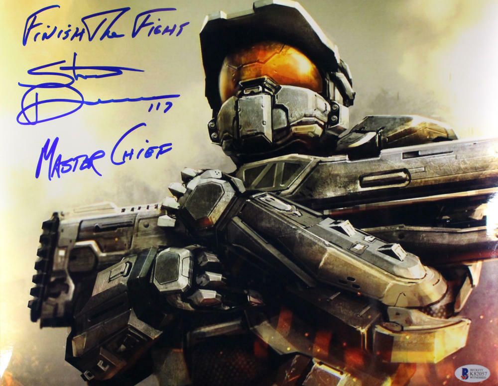 Steve Downes Autographed Halo 11x14 Photo Master Chief &quot;Finish Fight&quot; BAS