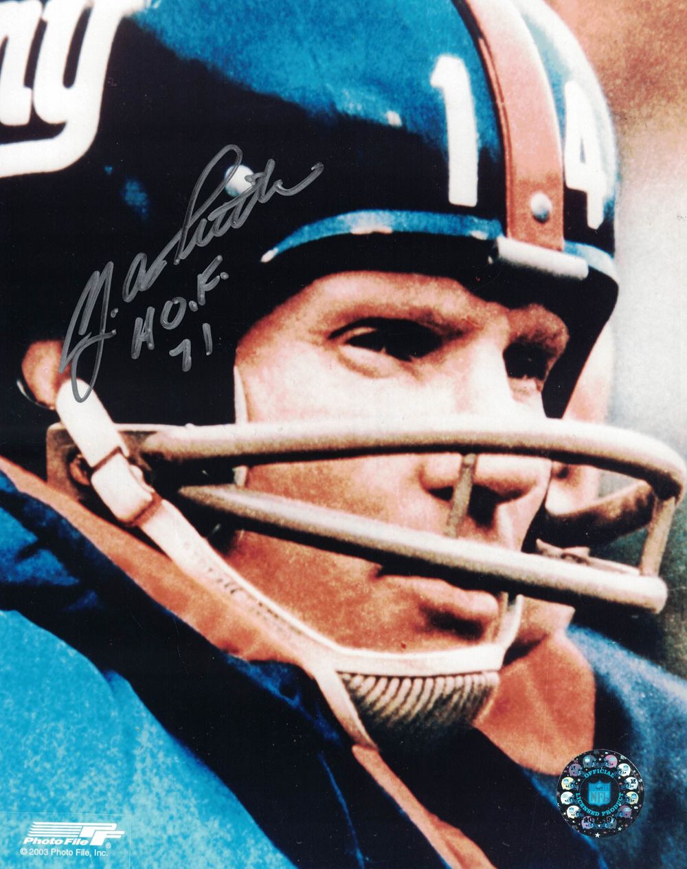 YA Tittle Autographed/Signed New York Giants 8x10 Photo HOF