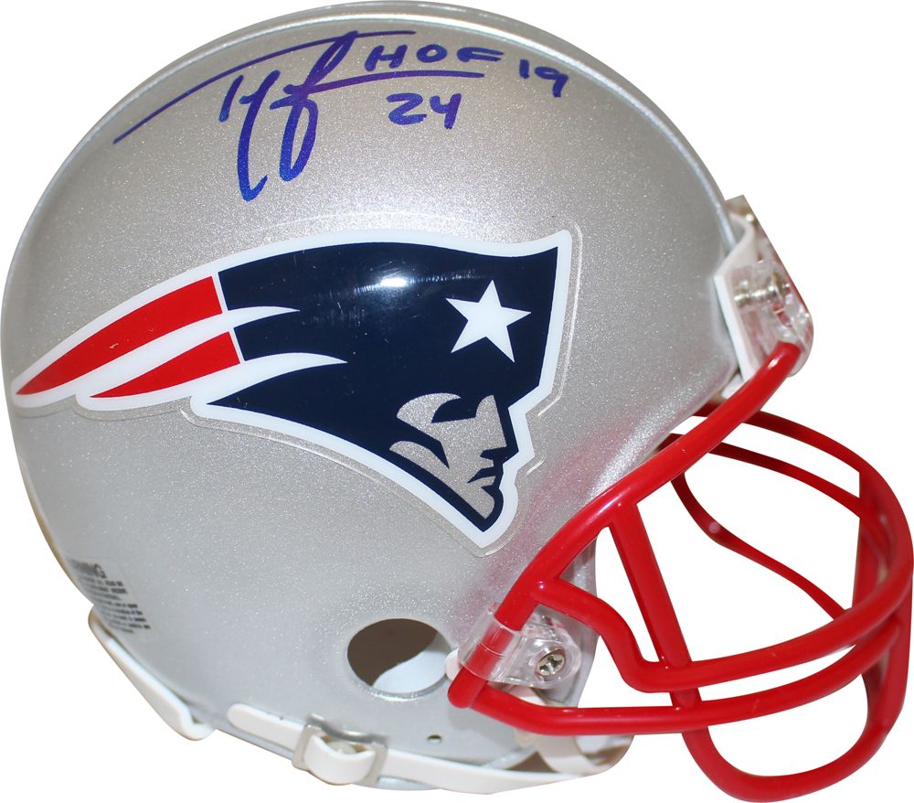 Ty Law Autographed New England Patriots VSR4 Mini Helmet w/insc BAS