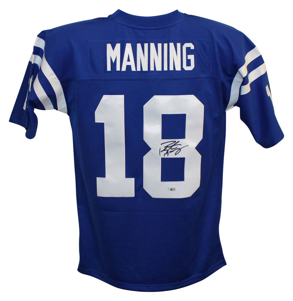 Peyton Manning Signed Indianapolis Colts Mitchell &amp; Ness Blue Jersey FAN