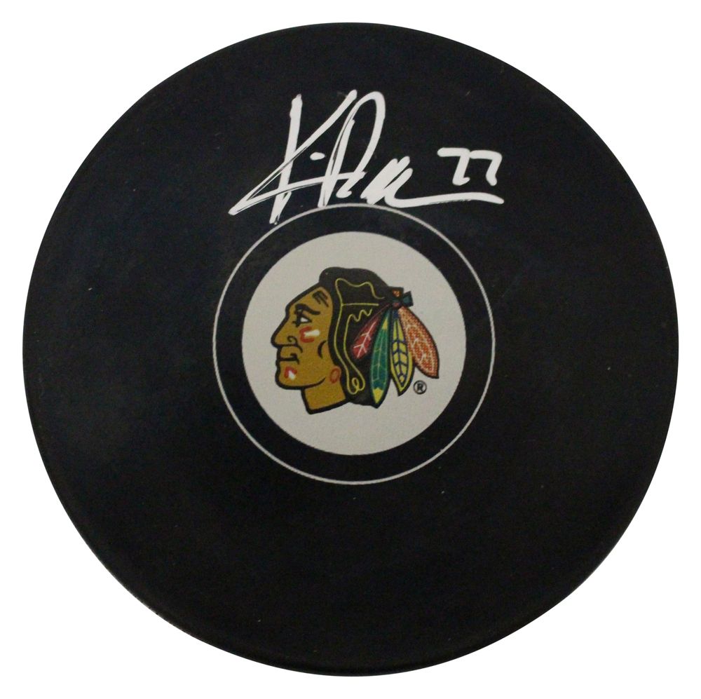 Kirby Dach Autographed/Signed Chicago Blackhawks Logo Hockey Puck FAN