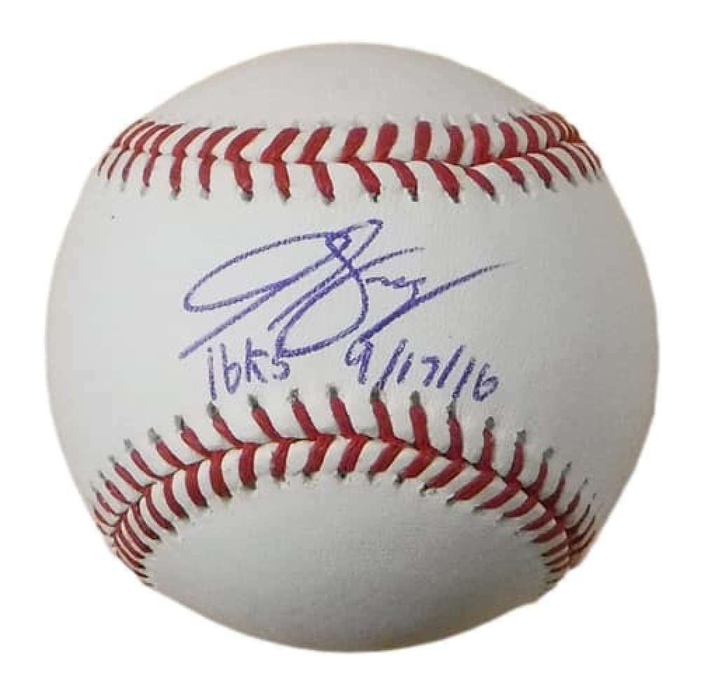Jon Gray Autographed Colorado Rockies OML Baseball 16Ks 9/17/16 JSA
