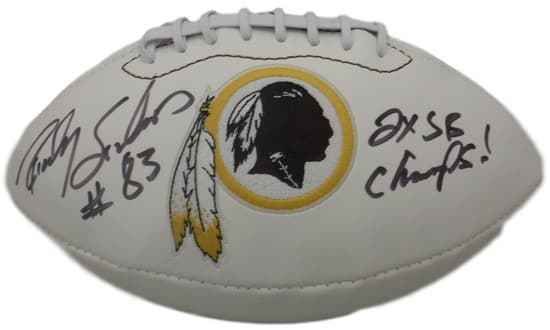 Rickey Sanders Autographed Washington Redskins White Panel Football 2X SB Champs JSA