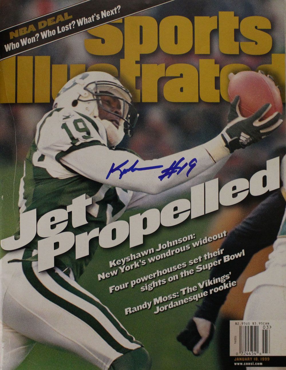 Keyshawn Johnson Signed New York Jets Sports Illustrated No Label JSA