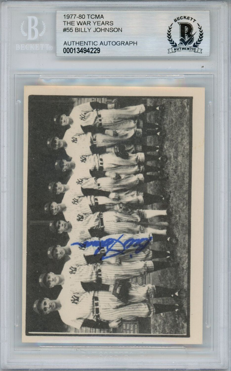 Billy Johnson Signed 1977-80 TCMA The War Years #55 Card Beckett Slab