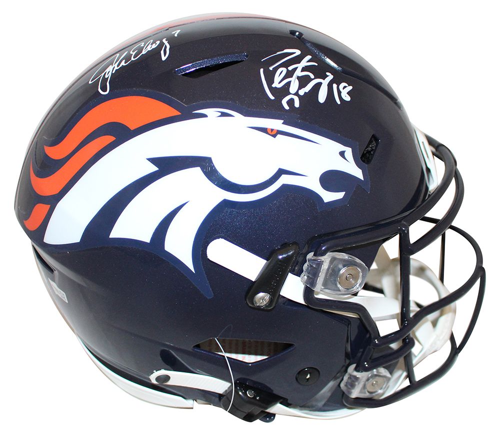 Peyton Manning &amp; John Elway Signed Denver Broncos Speed Flex Helmet BAS