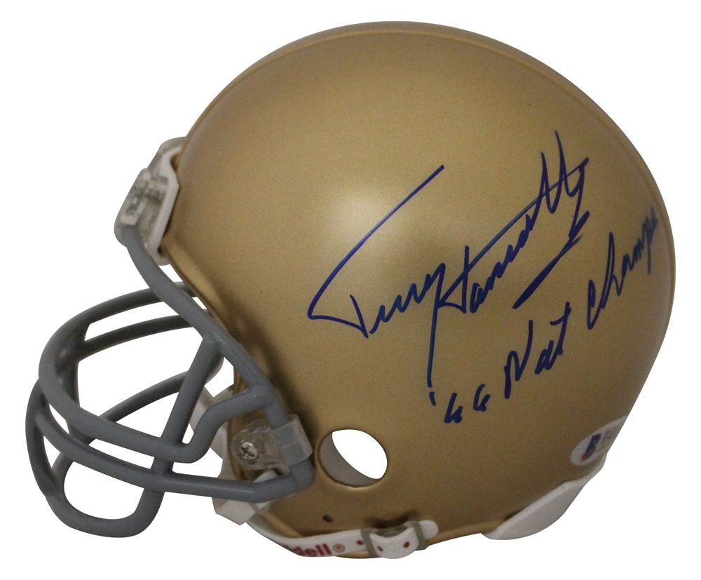 Terry Hanratty Signed Notre Dame Fighting Irish Mini Helmet Champs BAS