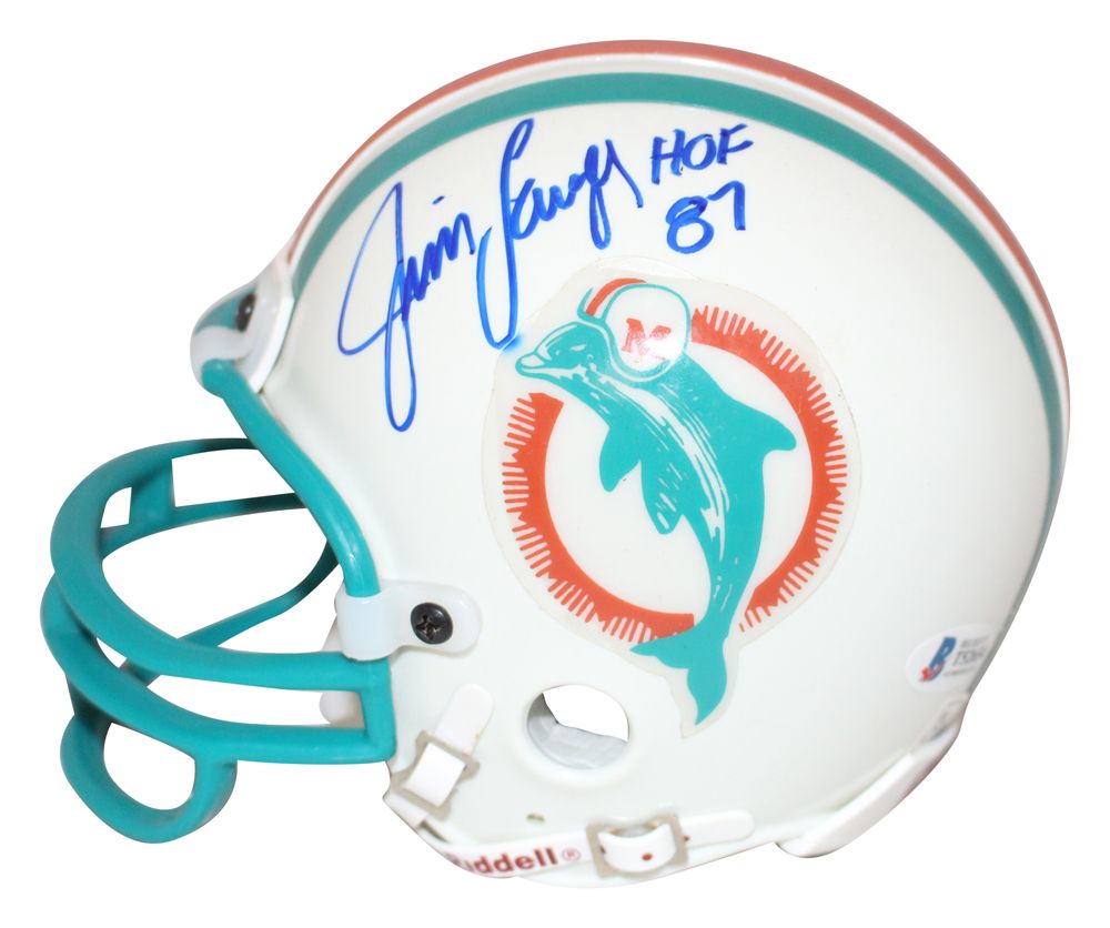Jim Langer Autographed/Signed Miami Dolphins Mini Helmet HOF BAS