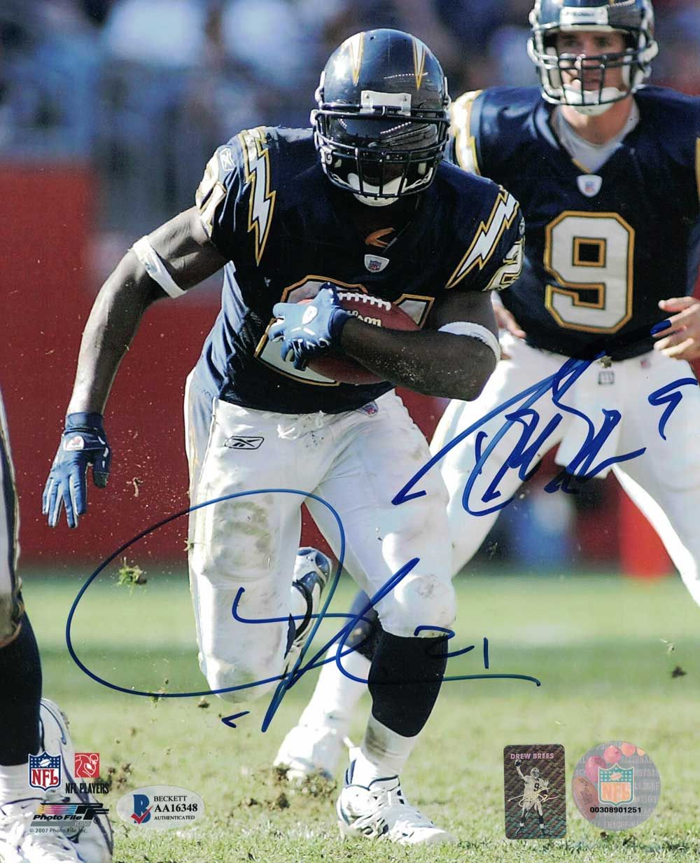 Drew Brees &amp; Ladainian Tomlinson Autographed/Signed 8x10 Photo BAS