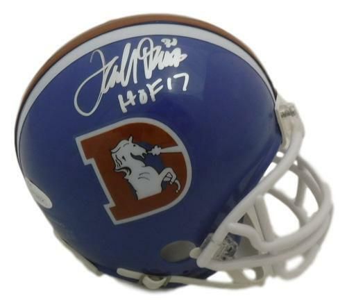 Terrell Davis Autographed Denver Broncos D Logo Mini Helmet HOF 17 JSA