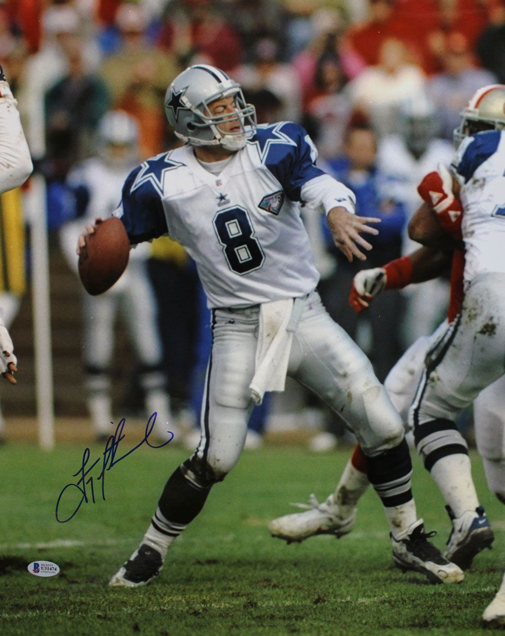 Troy Aikman Autographed/Signed Dallas Cowboys 16x20 Photo BAS