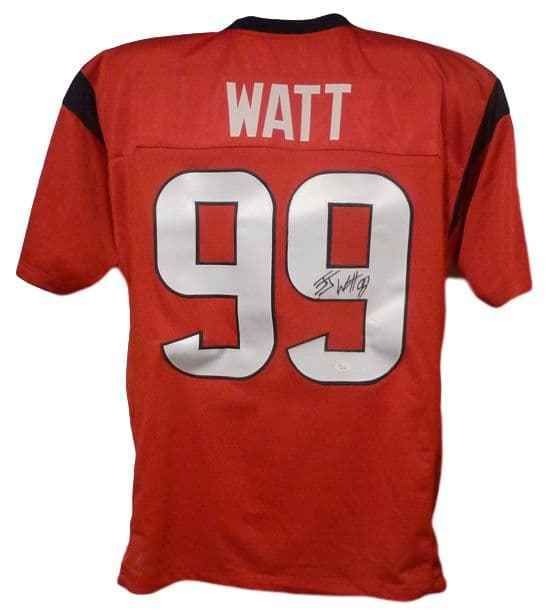 JJ Watt Autographed/Signed Pro Style Red XL Jersey JSA