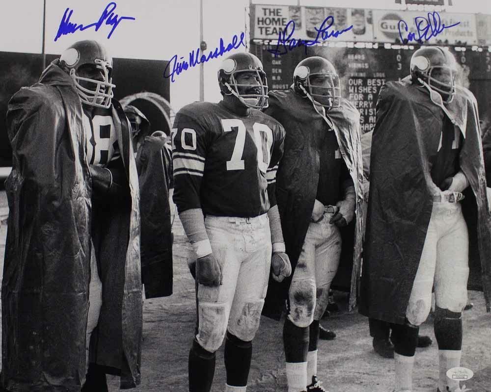 Purple People Eaters Autographed/Signed Minnesota Vikings 16x20 Photo JSA