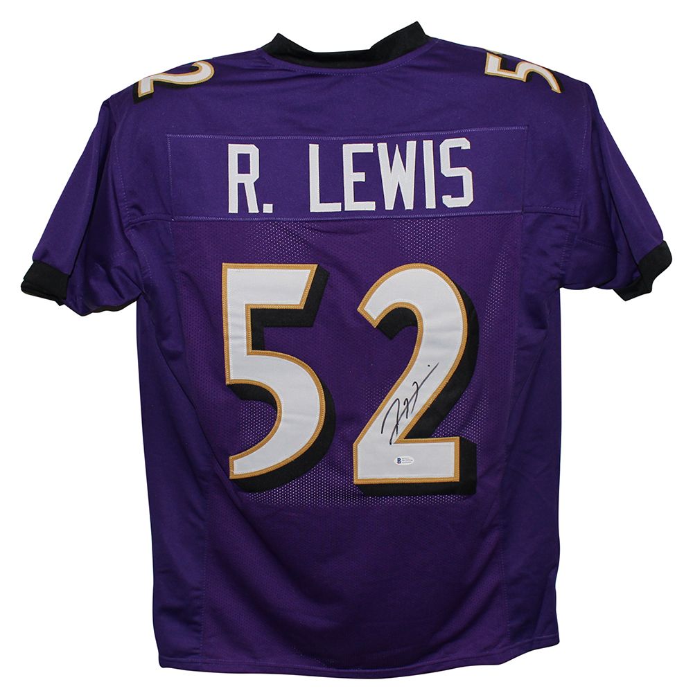 Ray Lewis Autographed/Signed Pro Style Purple XL Jersey BAS