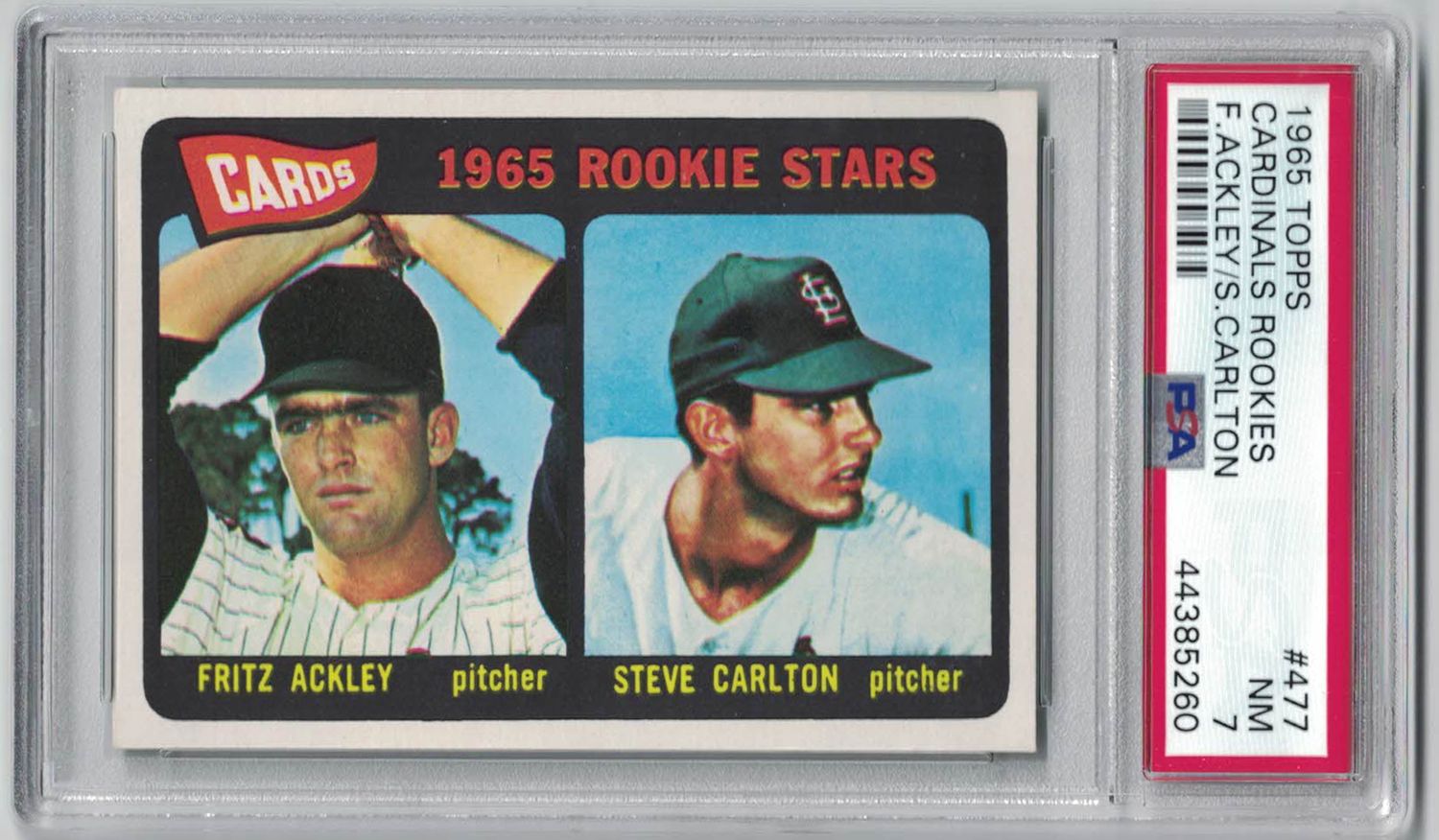 Steve Carlton 1965 Topps #477 St Louis Cardinals PSA NM 7 Rookie Card
