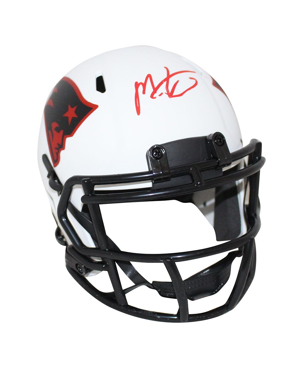 Mac Jones Autographed New England Patriots Lunar Mini Helmet BAS