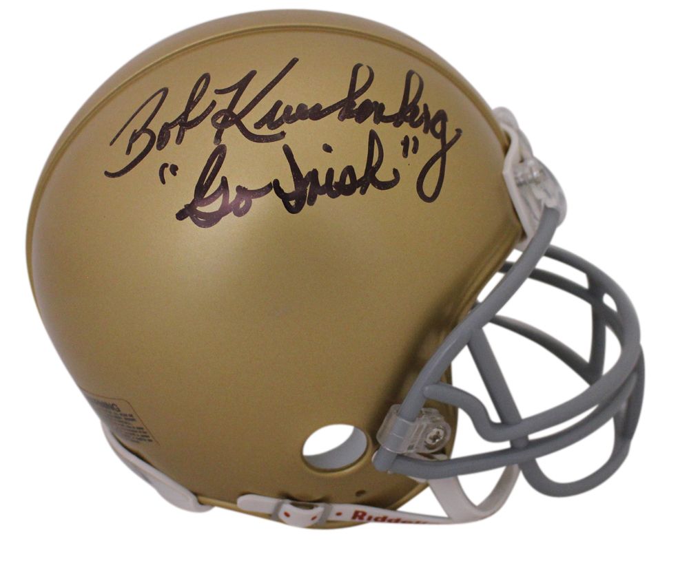 Bob Kuechenberg Signed Notre Dame Fighting Irish Mini Helmet Go Irish JSA