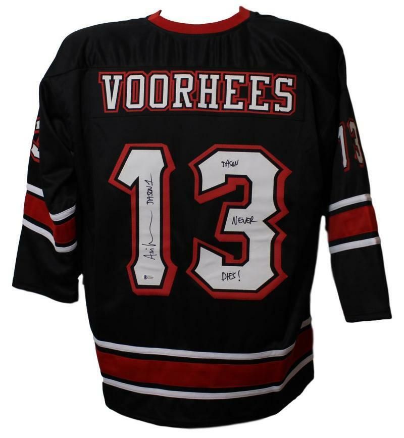 Ari Lehman Autographed Friday The 13th Jason Voorhees Black XL Jersey BAS