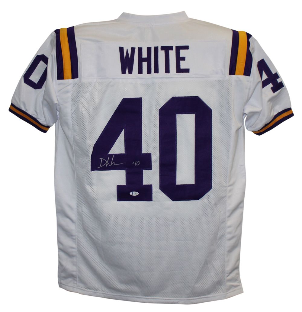 Devin White Autographed/Signed College Style White XL Jersey BAS