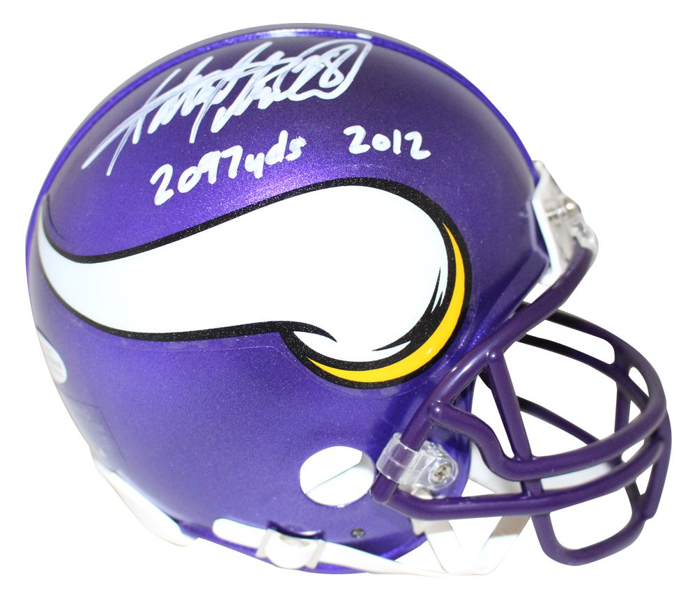 Adrian Peterson Signed Minnesota Vikings Mini Helmet 2097 yds BAS
