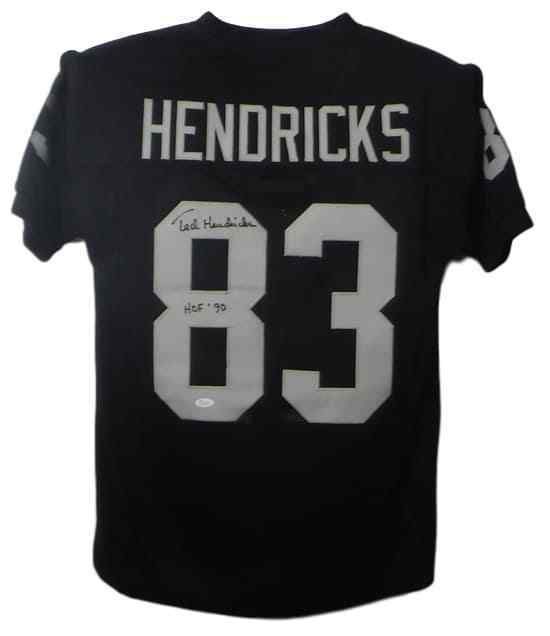 Ted Hendricks Autographed Oakland Raiders Custom Size XL Black Jersey HOF JSA