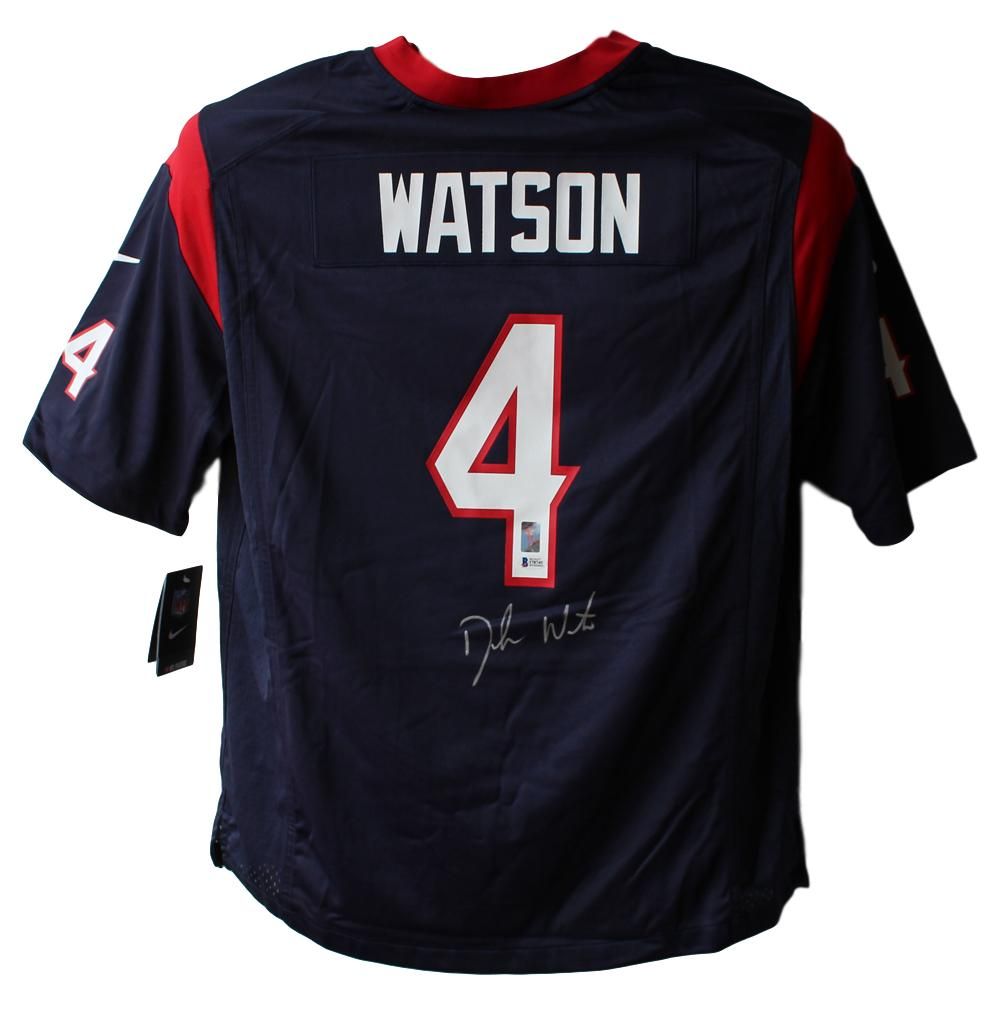 Deshaun Watson Autographed Houston Texans Nike Blue XL Jersey BAS