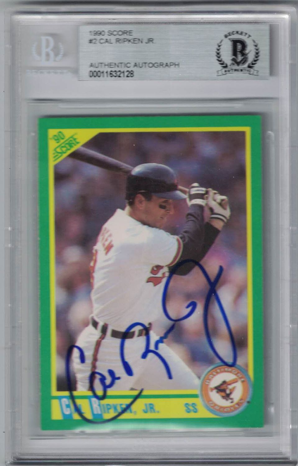 Cal Ripken Jr Autographed Baltimore Orioles 1990 Score Trading Card BAS
