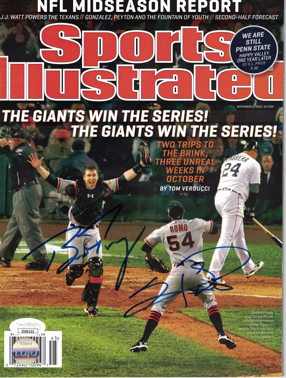 Buster Posey &amp; Sergio Romo Autographed SF Giants Sports Illustrated JSA