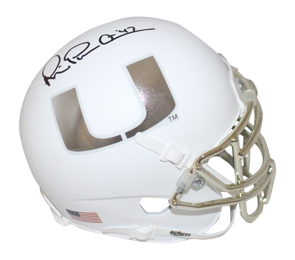 Michael Irvin Signed Miami Hurricanes White Chrome Schutt Mini Helmet JSA