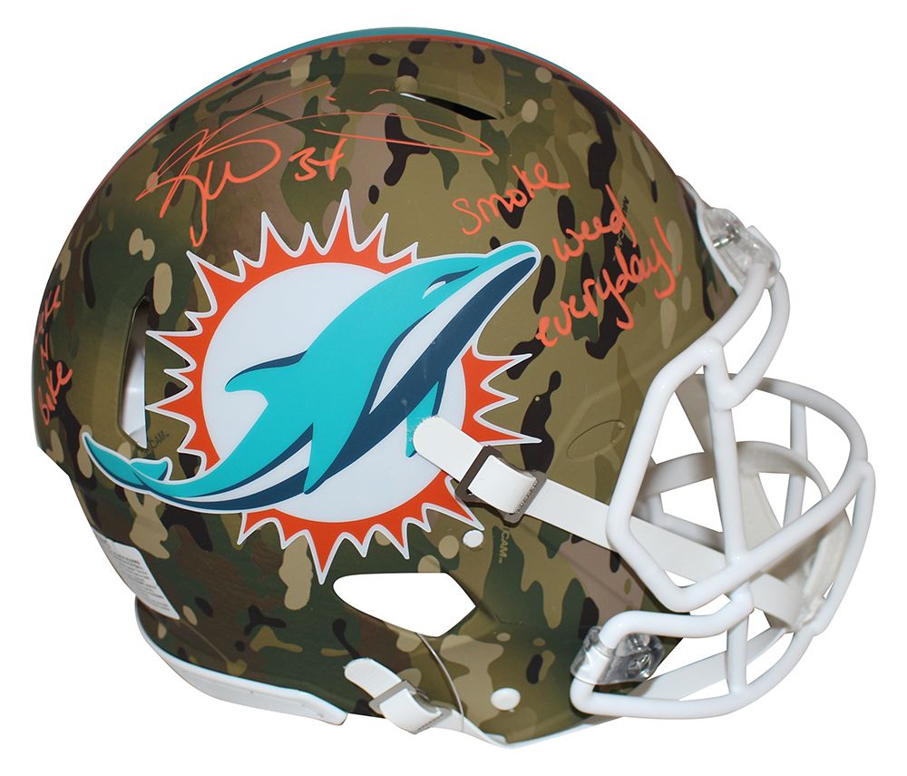 Ricky Williams Signed Miami Dolphins Authentic Camo Speed Helmet BAS